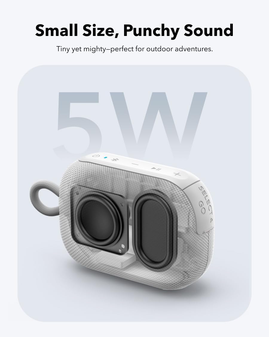 Soundcore Select 4 Go Bluetooth Shower Speaker by Anker, IP67 Waterproof/Dustproof, Portable Speaker, Wireless, 20H Playtime, Floatable, Powerful Sound, Electronics for Outdoors/Home/Office/Travel