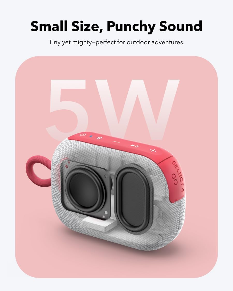 Soundcore Select 4 Go Bluetooth Shower Speaker by Anker, IP67 Waterproof/Dustproof, Portable Speaker, Wireless, 20H Playtime, Floatable, Powerful Sound, Electronics for Outdoors/Home/Office/Travel