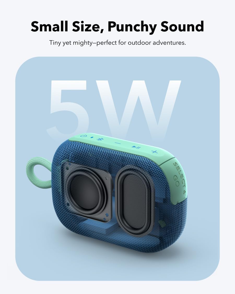 Soundcore Select 4 Go Bluetooth Shower Speaker by Anker, IP67 Waterproof/Dustproof, Portable Speaker, Wireless, 20H Playtime, Floatable, Powerful Sound, Electronics for Outdoors/Home/Office/Travel
