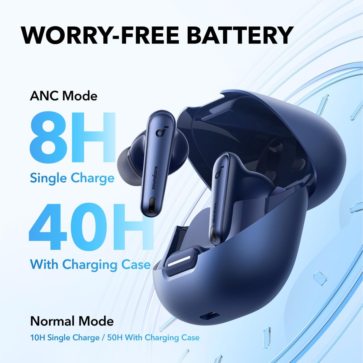 Soundcore by Anker Liberty 4 NC Wireless Earbuds, 98.5% Noise Reduction, Adaptive Noise Cancelling to Ears and Environment, Hi-Res Sound, 50H Battery, Wireless Charging, Bluetooth 5.3