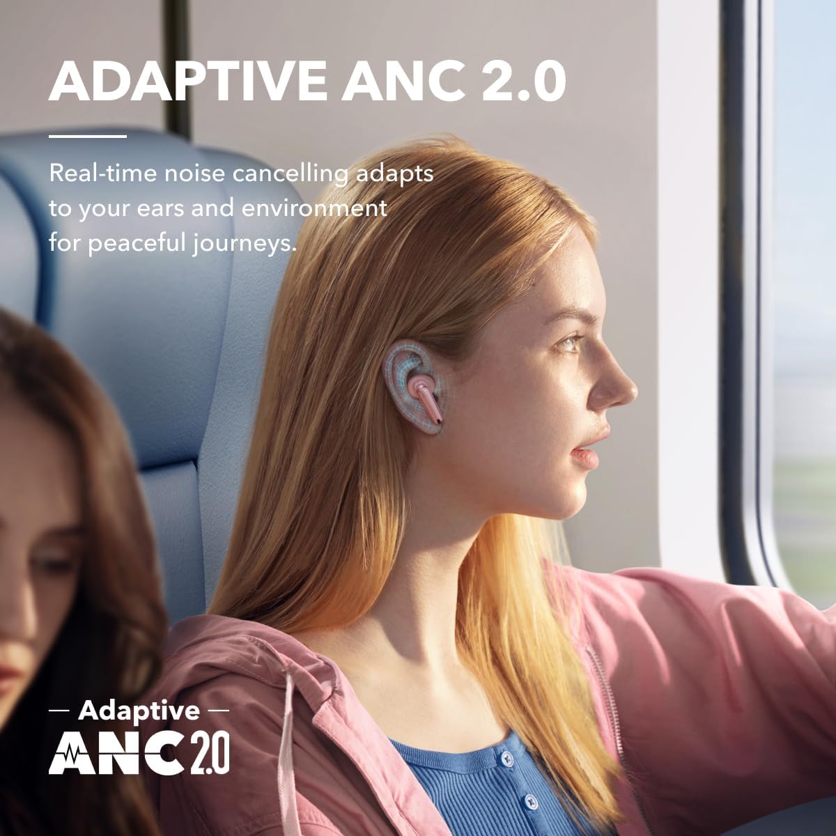 Soundcore by Anker Liberty 4 NC Wireless Earbuds, 98.5% Noise Reduction, Adaptive Noise Cancelling to Ears and Environment, Hi-Res Sound, 50H Battery, Wireless Charging, Bluetooth 5.3