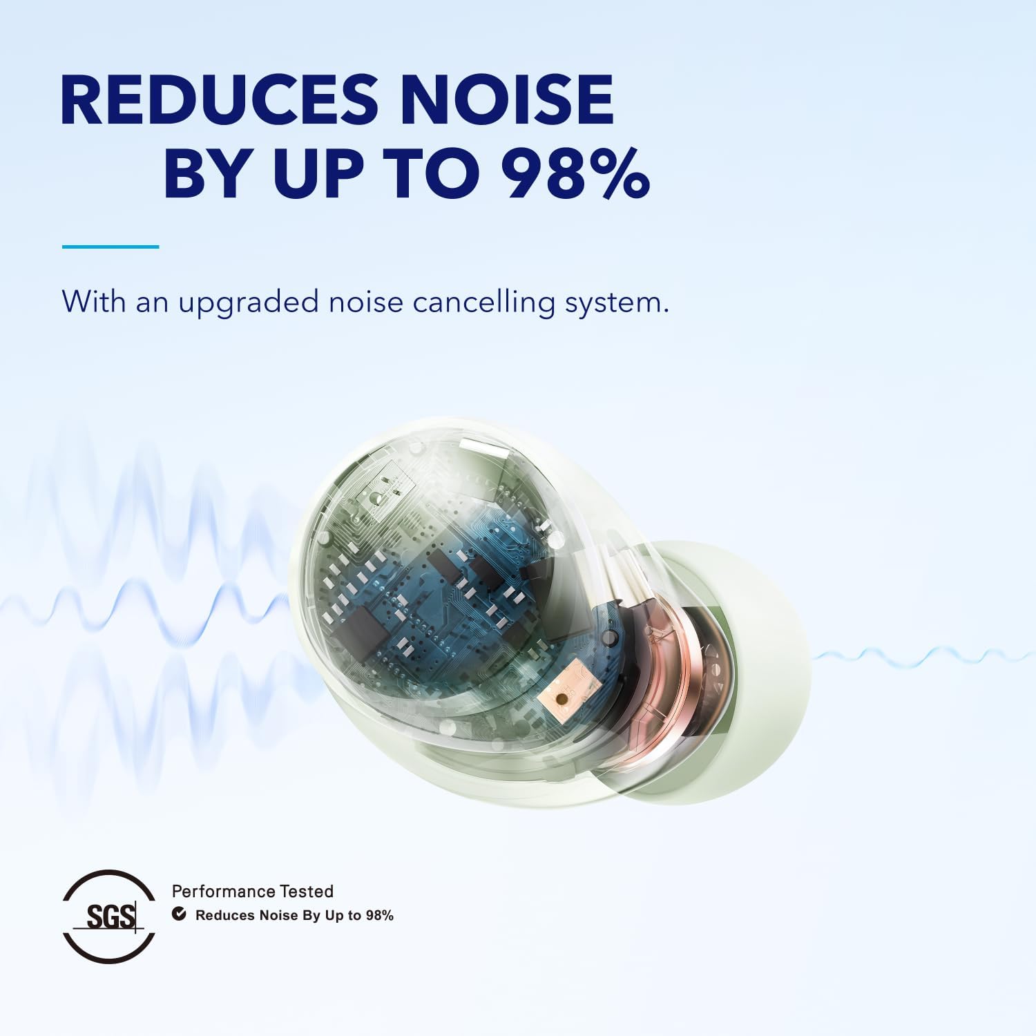 Soundcore by Anker Space A40 Adaptive Active Noise Cancelling Wireless Earbuds, Reduce Noise by Up to 98%, Ultra Long 50H Playtime, 10H Single Playtime, Hi-Res Sound, Comfortable Fit, Wireless Charge