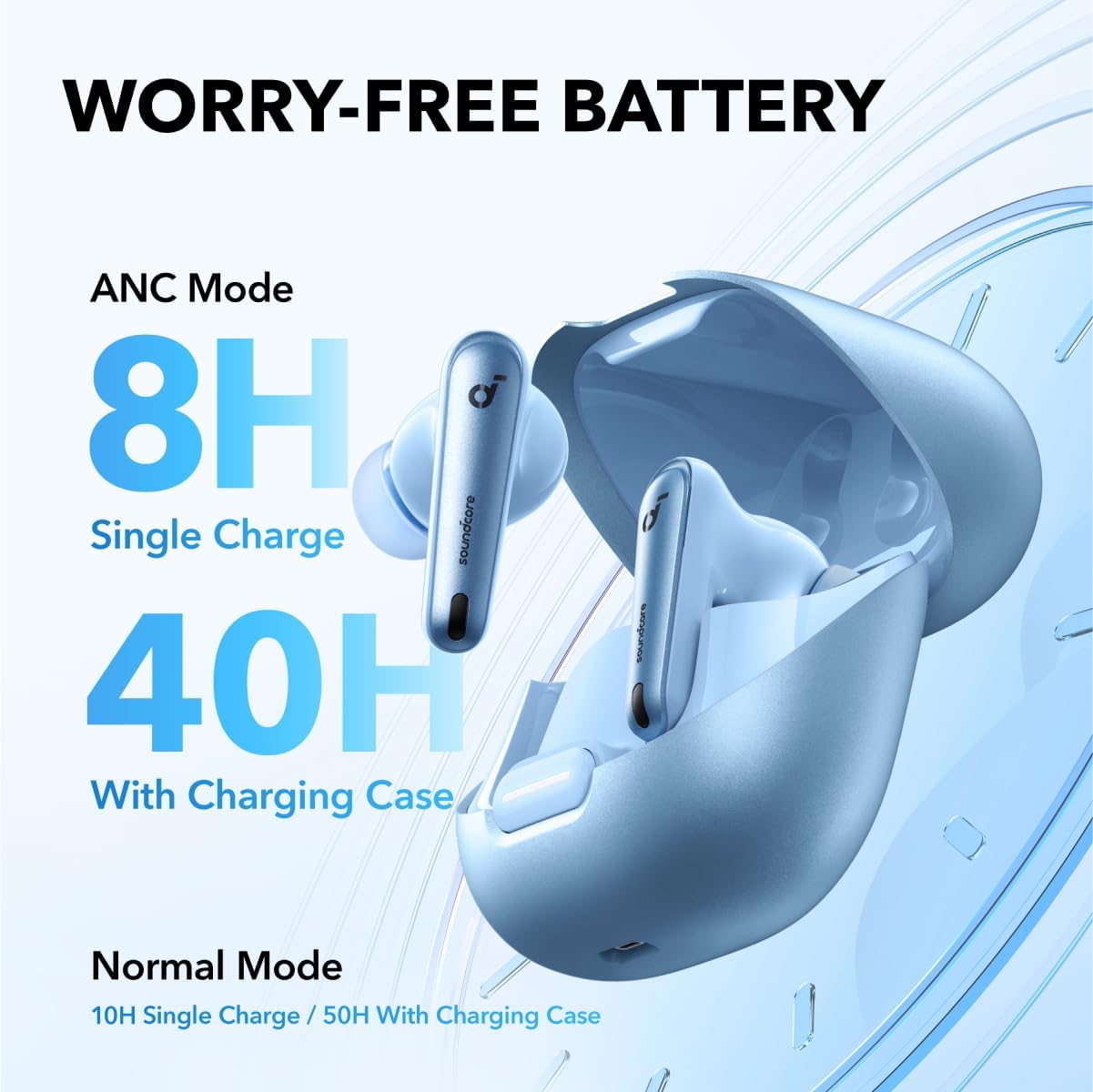 Soundcore by Anker Liberty 4 NC Wireless Earbuds, 98.5% Noise Reduction, Adaptive Noise Cancelling to Ears and Environment, Hi-Res Sound, 50H Battery, Wireless Charging, Bluetooth 5.3