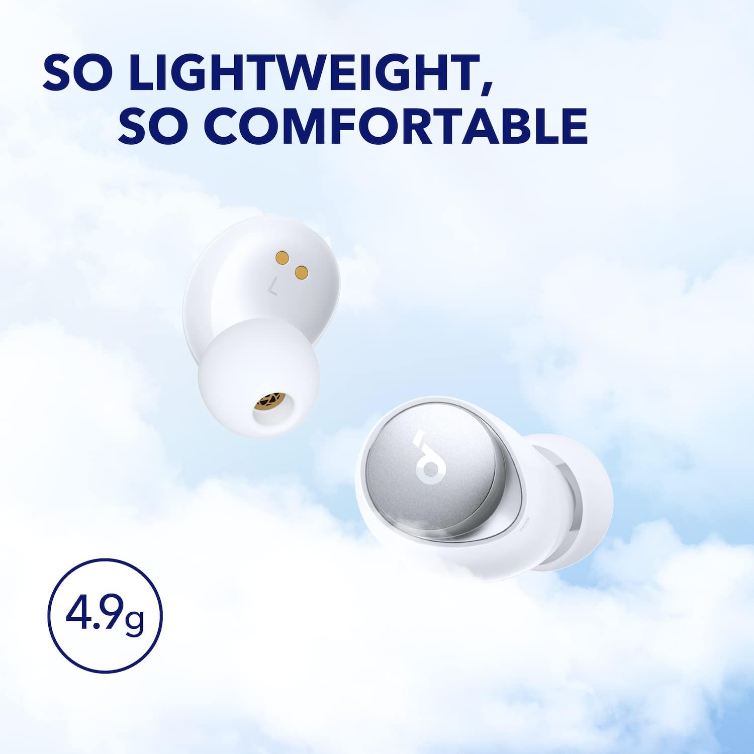 Soundcore by Anker Space A40 Adaptive Active Noise Cancelling Wireless Earbuds, Reduce Noise by Up to 98%, Ultra Long 50H Playtime, 10H Single Playtime, Hi-Res Sound, Comfortable Fit, Wireless Charge