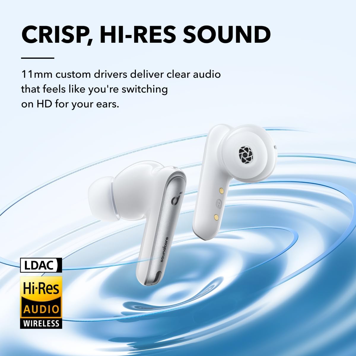 Soundcore by Anker Liberty 4 NC Wireless Earbuds, 98.5% Noise Reduction, Adaptive Noise Cancelling to Ears and Environment, Hi-Res Sound, 50H Battery, Wireless Charging, Bluetooth 5.3