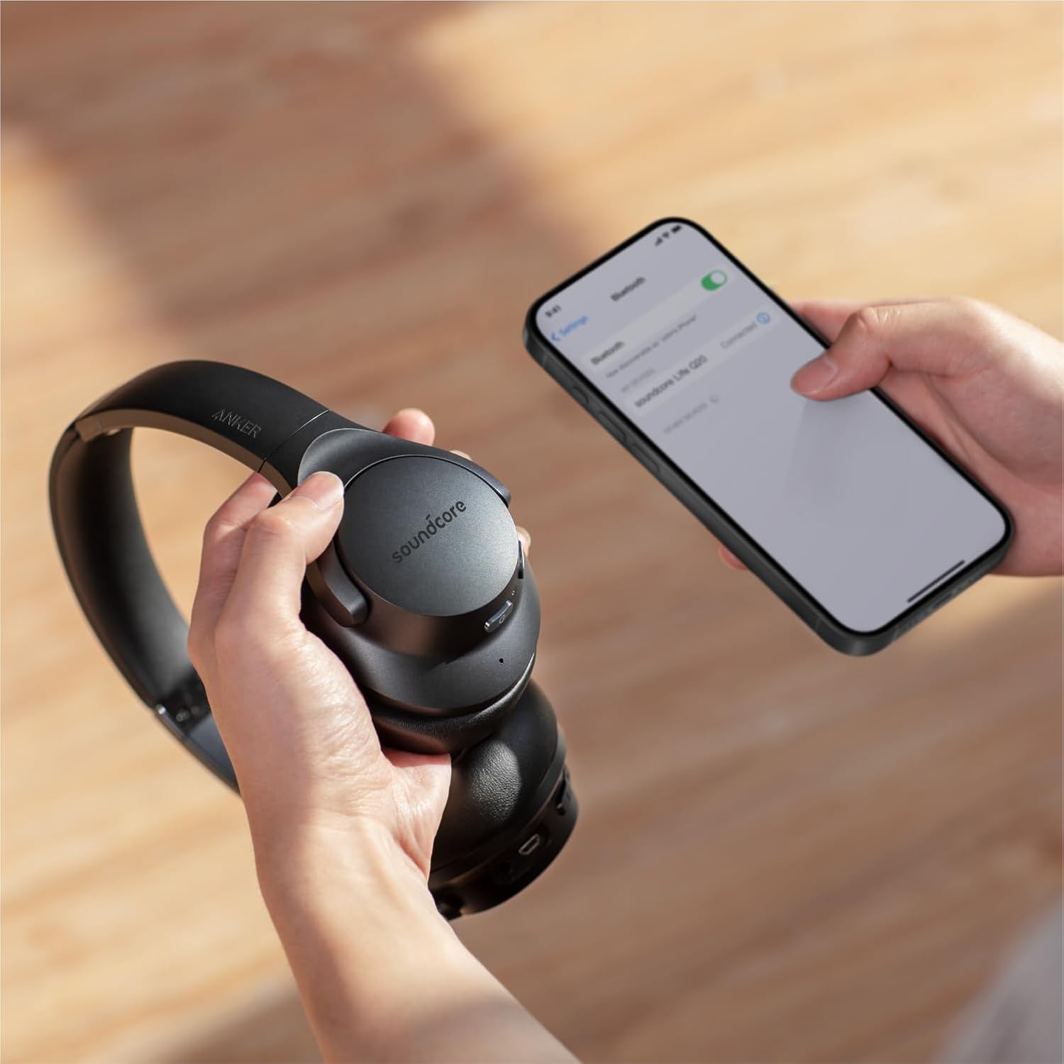 Soundcore Anker Life Q20 Hybrid Active Noise Cancelling Headphones, Wireless Over Ear Bluetooth Headphones, 60H Playtime, Hi-Res Audio, Deep Bass, Memory Foam Ear Cups, Travel, Office