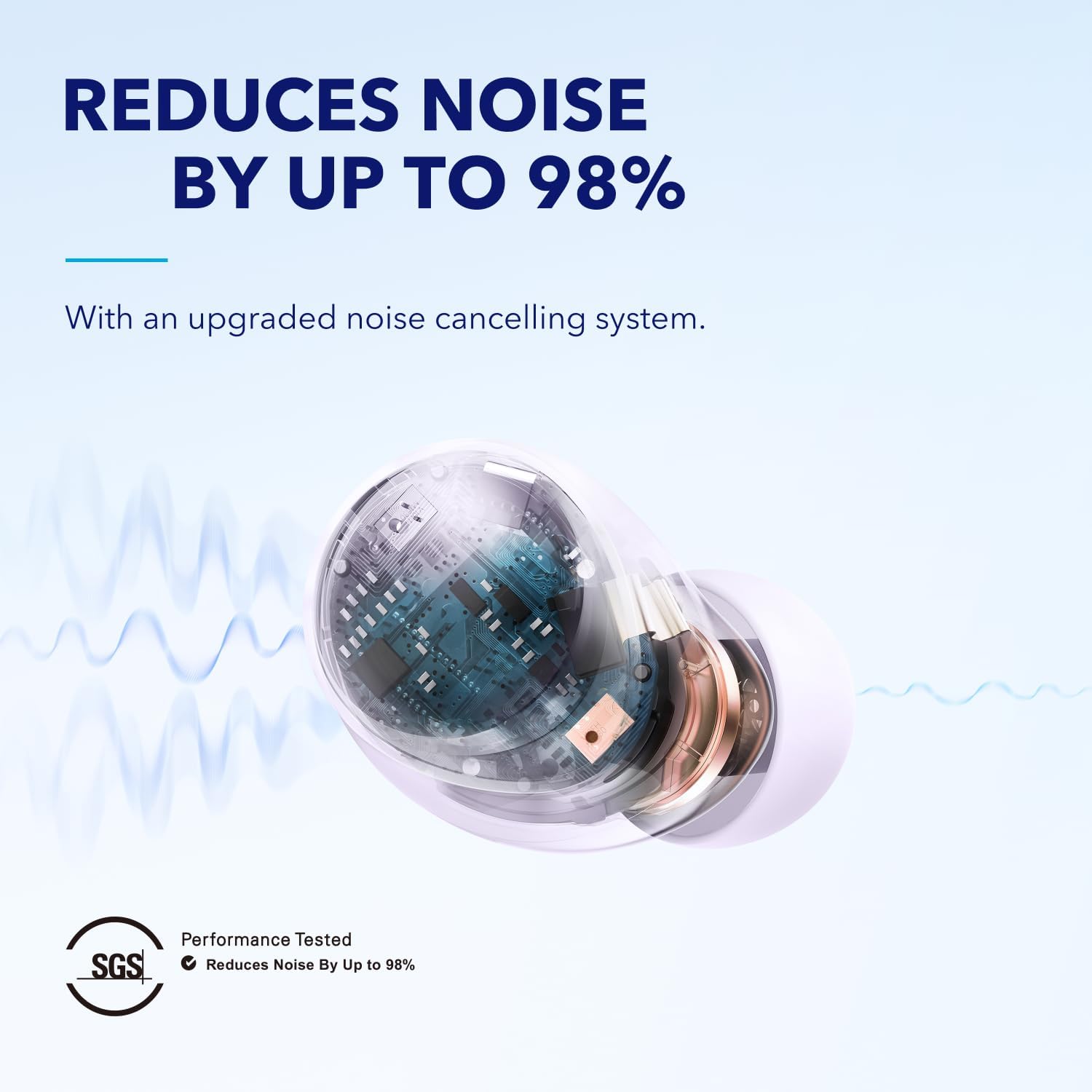Soundcore by Anker Space A40 Adaptive Active Noise Cancelling Wireless Earbuds, Reduce Noise by Up to 98%, Ultra Long 50H Playtime, 10H Single Playtime, Hi-Res Sound, Comfortable Fit, Wireless Charge