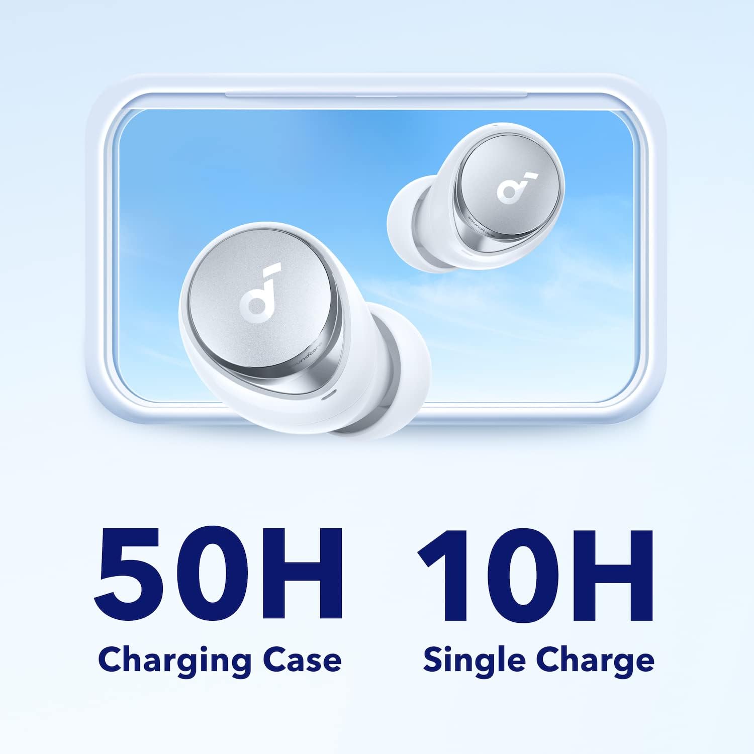 Soundcore by Anker Space A40 Adaptive Active Noise Cancelling Wireless Earbuds, Reduce Noise by Up to 98%, Ultra Long 50H Playtime, 10H Single Playtime, Hi-Res Sound, Comfortable Fit, Wireless Charge