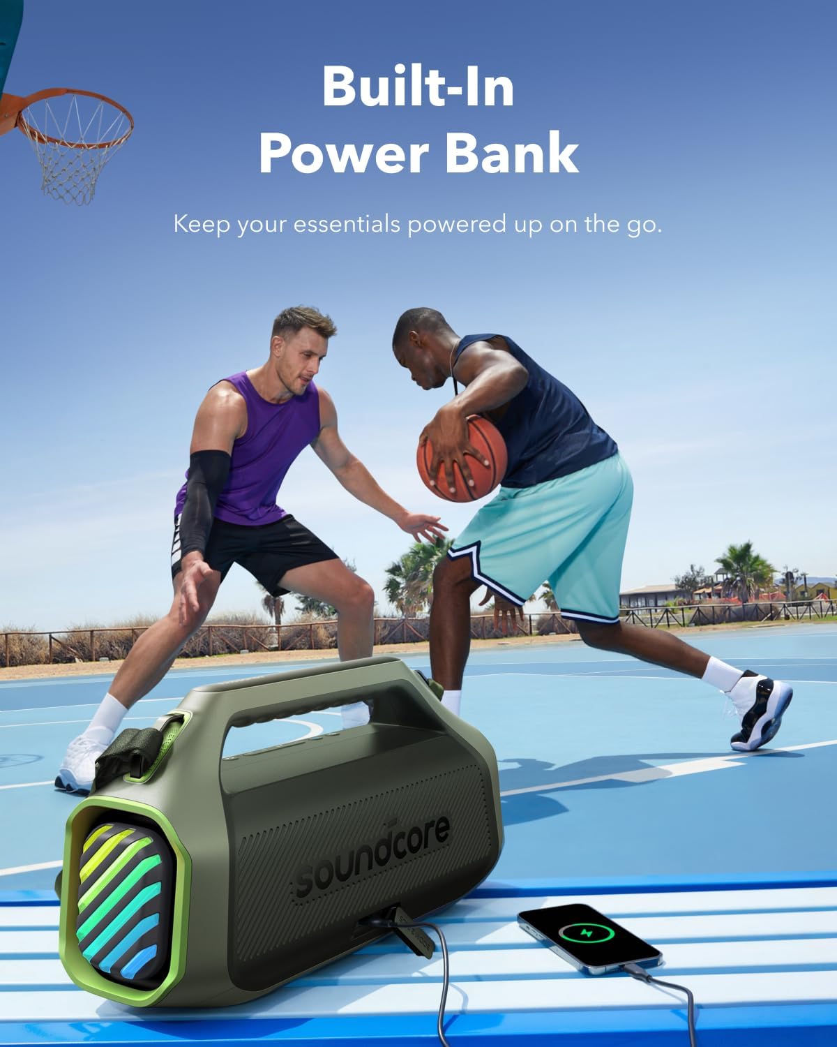 soundcore Boom 2 Plus By Anker, Outdoor Speaker, 140W, 2+2 Channel, BassUp 2.0, 20H Playtime, Fast Charge, IPX7 Waterproof, RGB Lights, Power Bank, Bluetooth 5.3, Portable for Outdoors, Camping, Beach