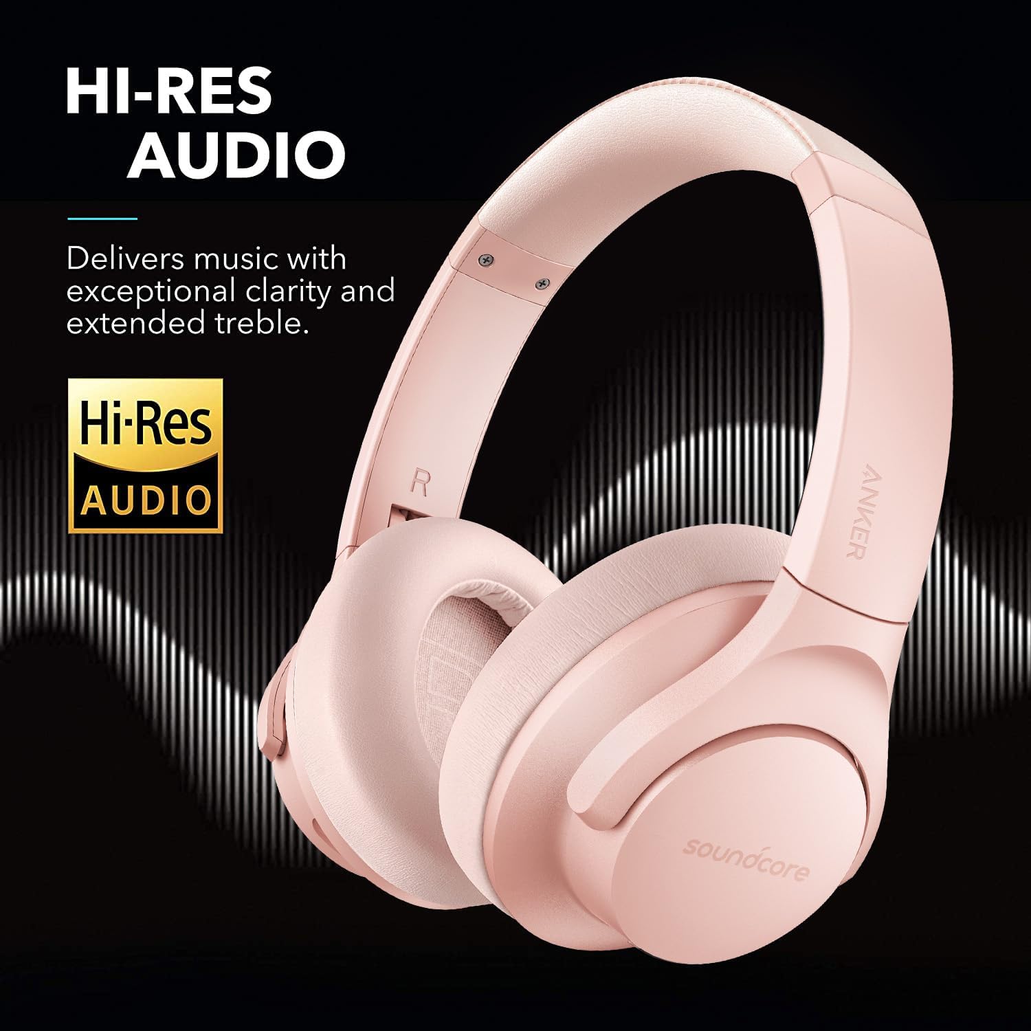 Soundcore Anker Life Q20 Hybrid Active Noise Cancelling Headphones, Wireless Over Ear Bluetooth Headphones, 60H Playtime, Hi-Res Audio, Deep Bass, Memory Foam Ear Cups, Travel, Office
