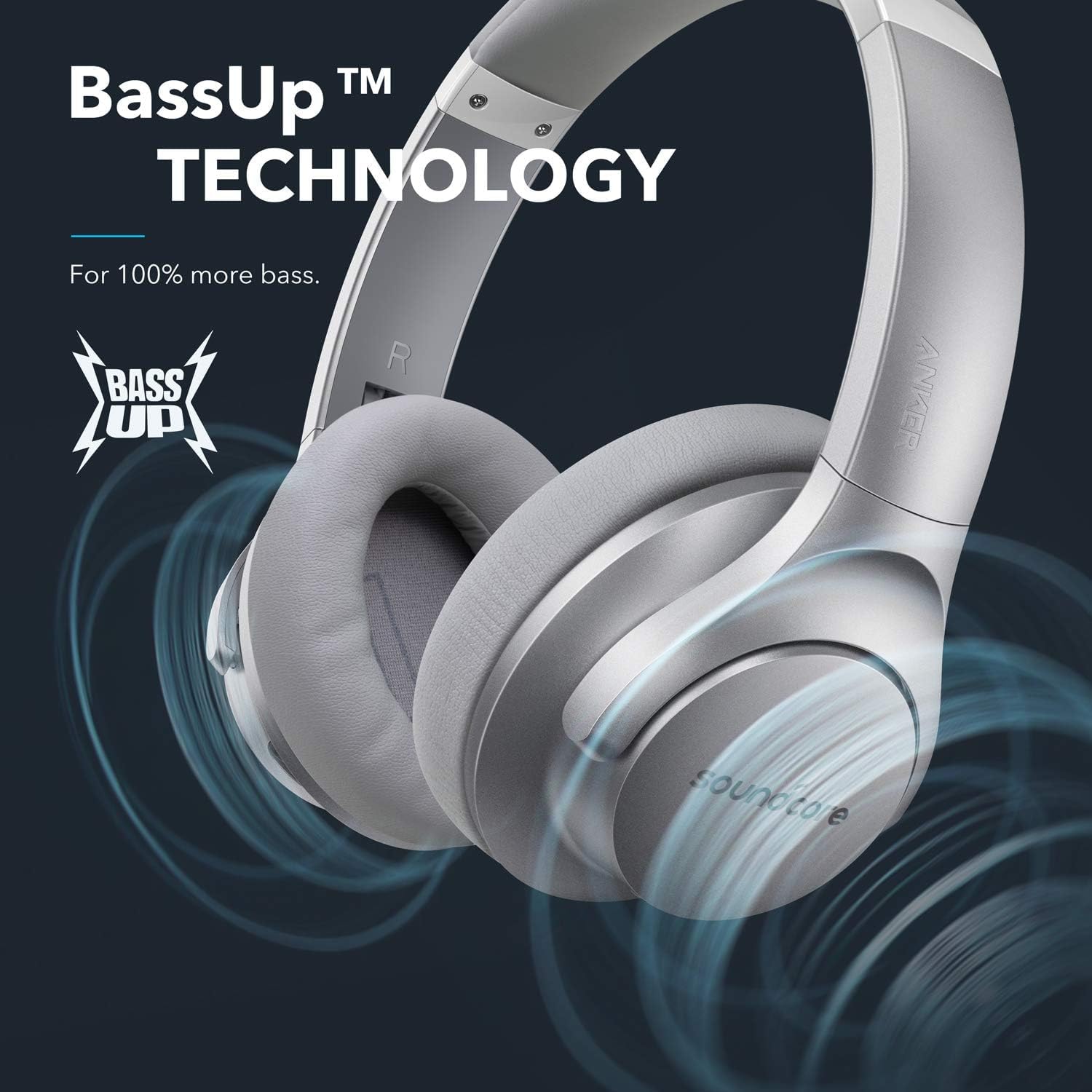 Soundcore Anker Life Q20 Hybrid Active Noise Cancelling Headphones, Wireless Over Ear Bluetooth Headphones, 60H Playtime, Hi-Res Audio, Deep Bass, Memory Foam Ear Cups, Travel, Office