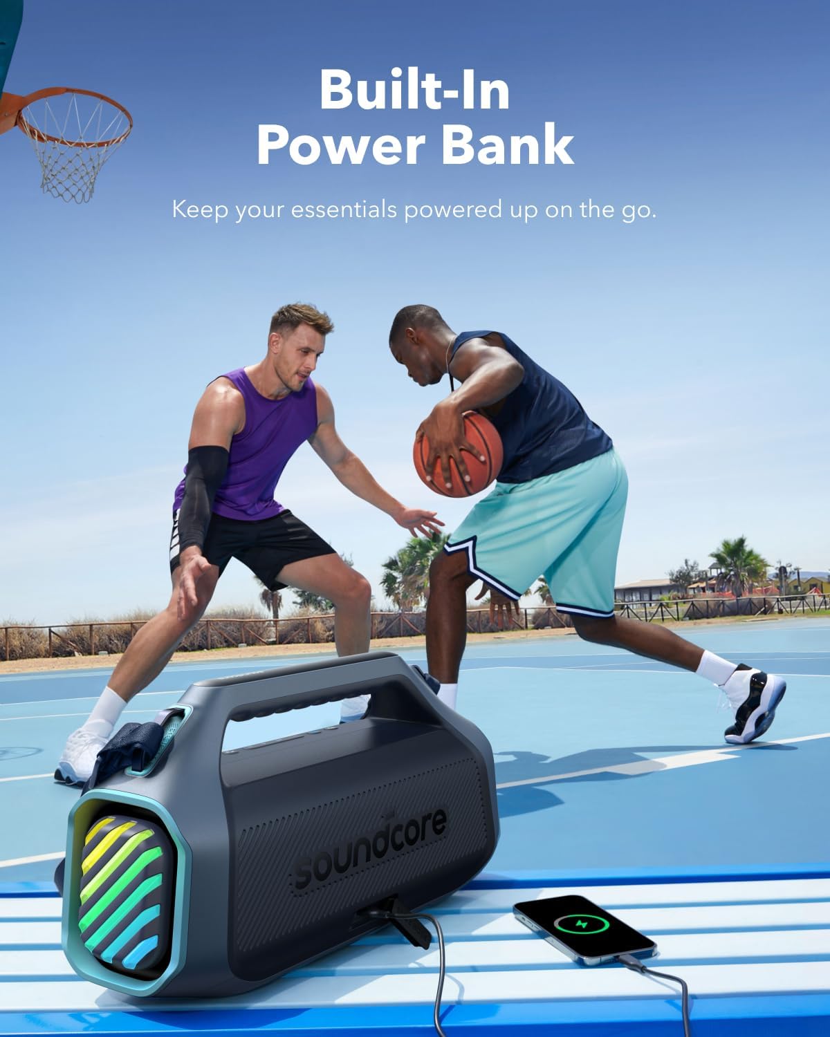 soundcore Boom 2 Plus By Anker, Outdoor Speaker, 140W, 2+2 Channel, BassUp 2.0, 20H Playtime, Fast Charge, IPX7 Waterproof, RGB Lights, Power Bank, Bluetooth 5.3, Portable for Outdoors, Camping, Beach