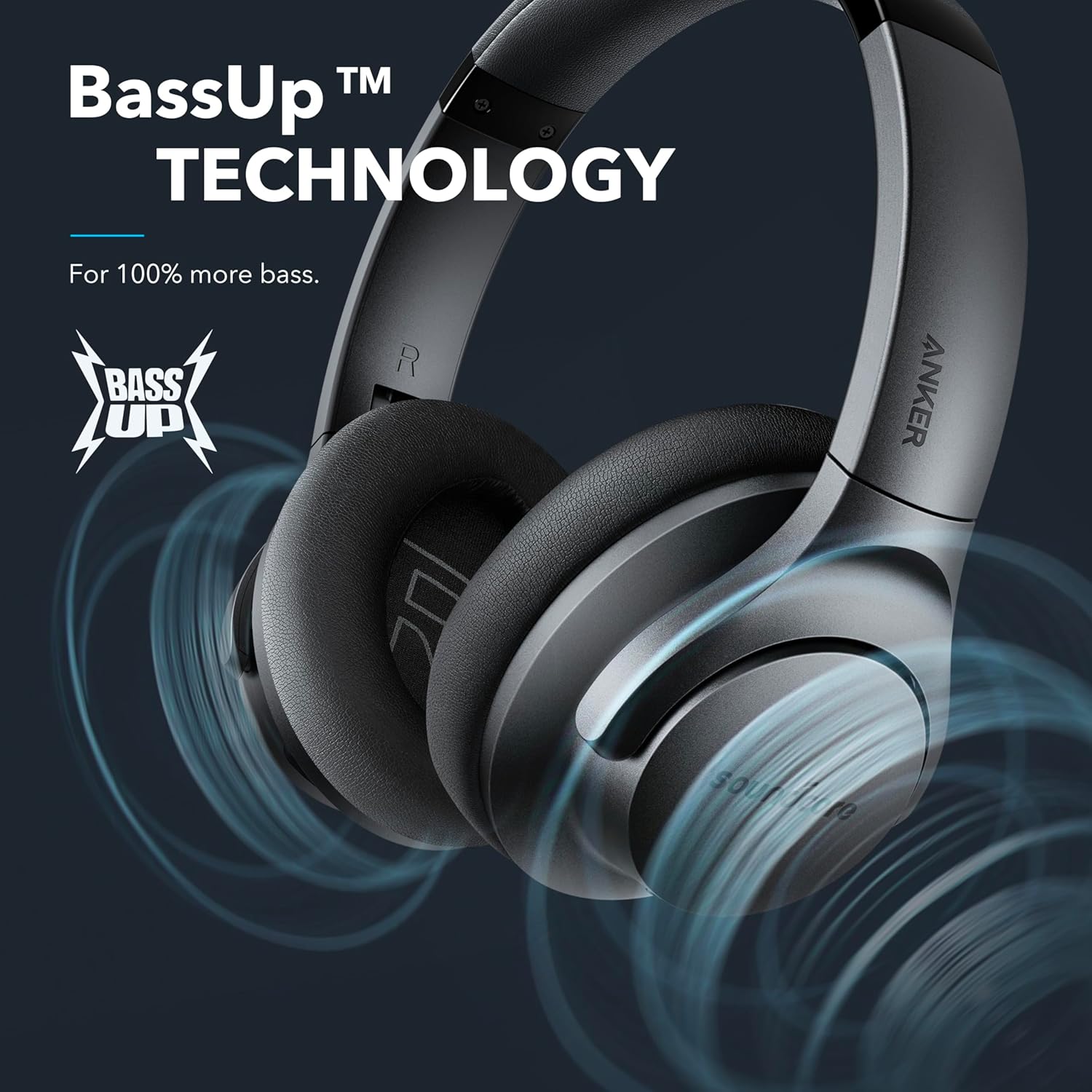 Soundcore Anker Life Q20 Hybrid Active Noise Cancelling Headphones, Wireless Over Ear Bluetooth Headphones, 60H Playtime, Hi-Res Audio, Deep Bass, Memory Foam Ear Cups, Travel, Office