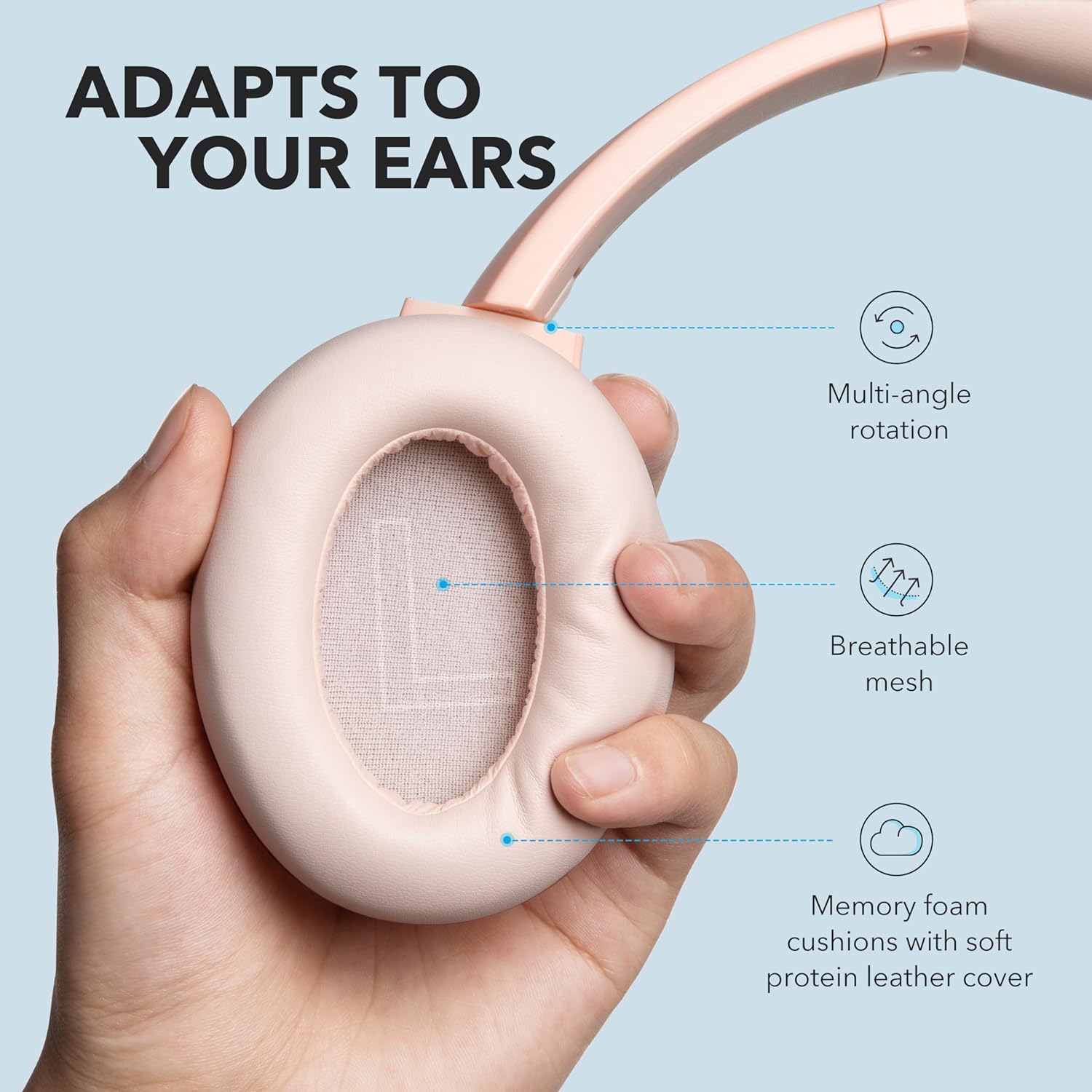 Soundcore Anker Life Q20 Hybrid Active Noise Cancelling Headphones, Wireless Over Ear Bluetooth Headphones, 60H Playtime, Hi-Res Audio, Deep Bass, Memory Foam Ear Cups, Travel, Office